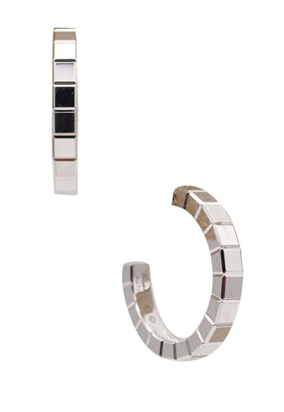 -CHOPARD Ice Cube Hoop Studs Earrings In Solid 18Kt White Gold