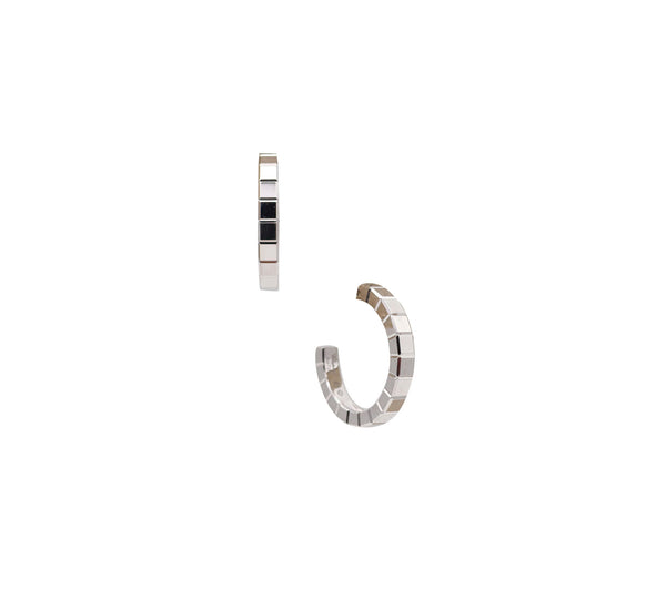 -CHOPARD Ice Cube Hoop Studs Earrings In Solid 18Kt White Gold