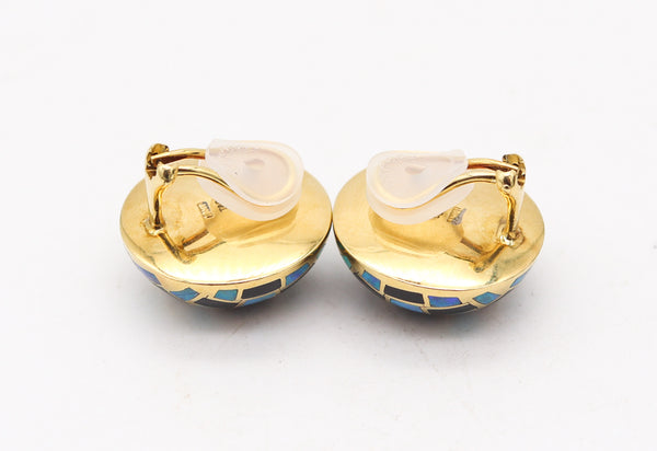TIFFANY & CO. 1980 Angela Cummings Earrings In 18Kt Gold, Black Opals & Jades