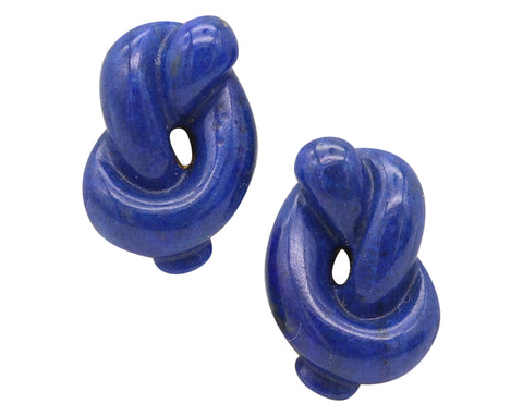 TIFFANY & CO. 1978 By Angela Cummings Lapis Knots Earrings in 18Kt Yellow Gold