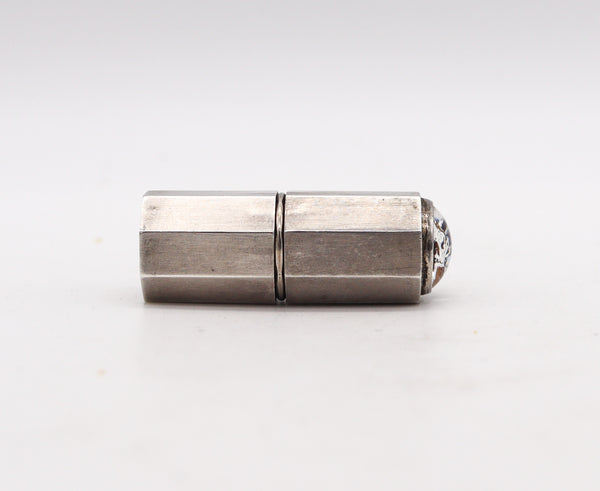 +Naldun 1930 Art Deco Pocket Lighter In Sterling Silver With Essex Glass Horse Intaglio