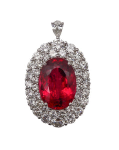 SABBADINI Milano Pendant In Platinum With 15.61 Ctw in Diamonds & Rubellite