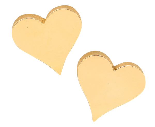 ALDO CIPULLO 1972 Playful As Hearted Clips-On Earrings In Solid 18Kt Yellow Gold