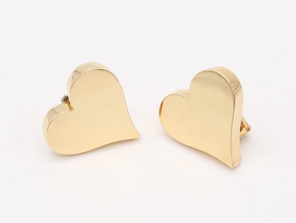 ALDO CIPULLO 1972 Playful As Hearted Clips-On Earrings In Solid 18Kt Yellow Gold
