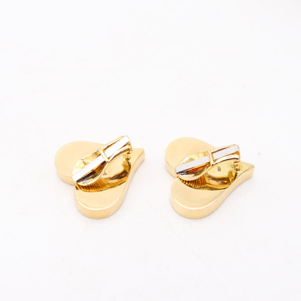 ALDO CIPULLO 1972 Playful As Hearted Clips-On Earrings In Solid 18Kt Yellow Gold