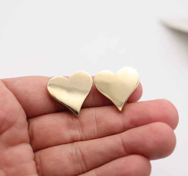 ALDO CIPULLO 1972 Playful As Hearted Clips-On Earrings In Solid 18Kt Yellow Gold