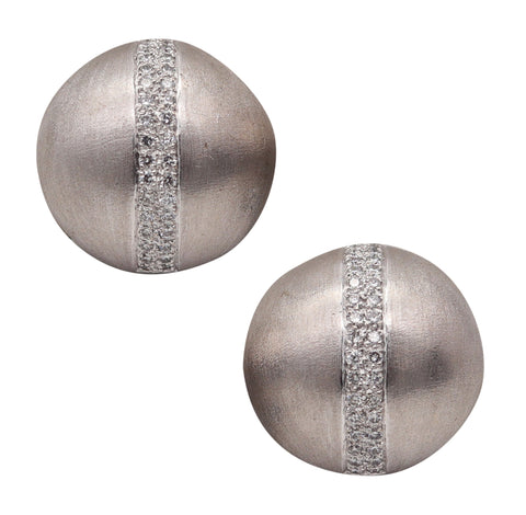 VERDURA Milano Clips-On Earrings In 18Kt White Gold With 1.78 Ctw VS Diamonds