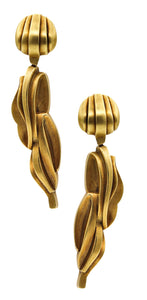 -Kieselstein Cord 1983 Sculptural Dangle Drop Earrings In Brushed 18Kt Yellow Gold