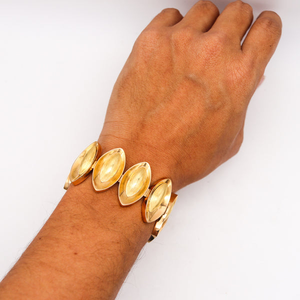 -Veronese 1950 Italian Mid Century Geometric Bracelet In Solid 18Kt Yellow Gold