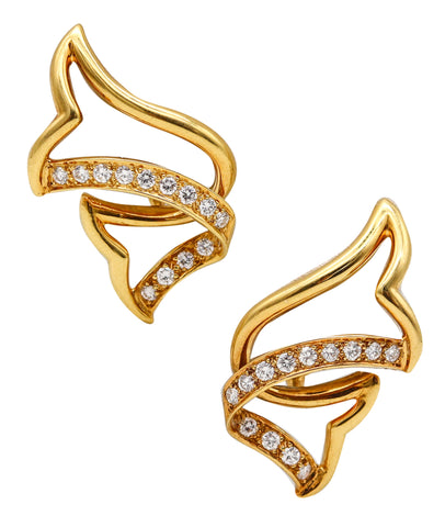 -Sonia Bitton Sculptural Free Form Earrings In 18Kt Gold With 1.58 Ctw In Diamonds