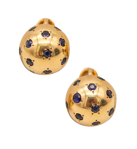 VAN CLEEF & ARPELS 1950 Celestial Clips Stud Earrings In 18Kt Gold With Sapphires