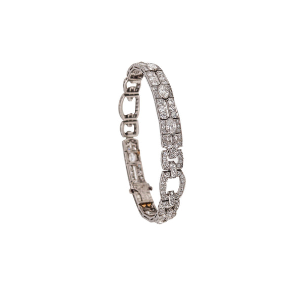 -Tiffany & Co Paris 1925 French Art Deco Platinum Bracelet With 14.06 Ctw In Diamonds