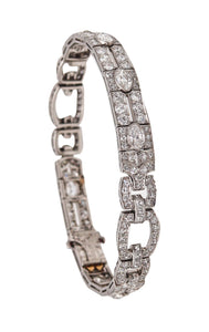 -Tiffany & Co Paris 1925 French Art Deco Platinum Bracelet With 14.06 Ctw In Diamonds