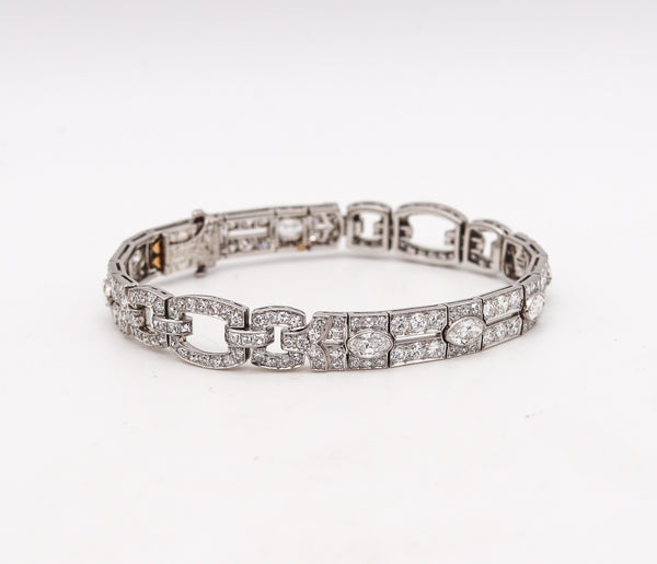 -Tiffany & Co Paris 1925 French Art Deco Platinum Bracelet With 14.06 Ctw In Diamonds