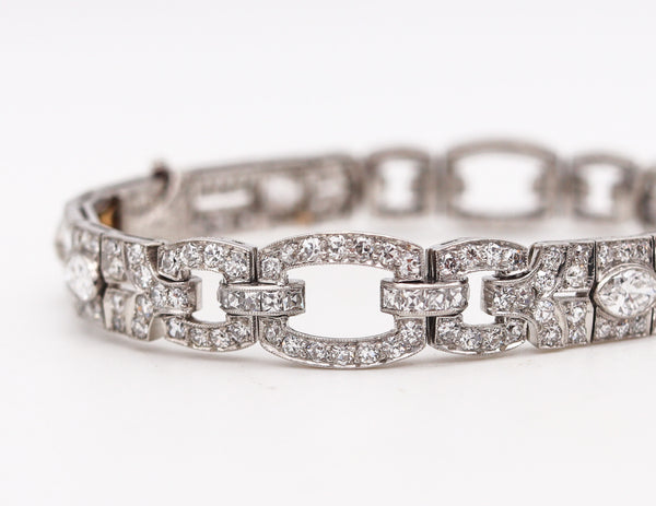 -Tiffany & Co Paris 1925 French Art Deco Platinum Bracelet With 14.06 Ctw In Diamonds