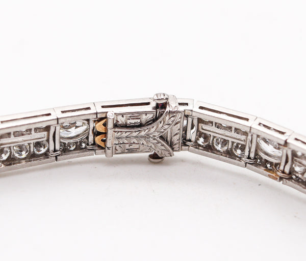-Tiffany & Co Paris 1925 French Art Deco Platinum Bracelet With 14.06 Ctw In Diamonds