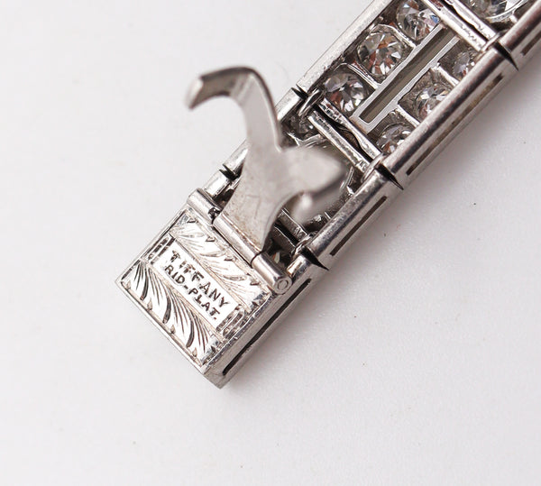 -Tiffany & Co Paris 1925 French Art Deco Platinum Bracelet With 14.06 Ctw In Diamonds
