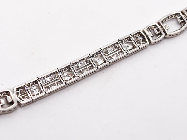 -Tiffany & Co Paris 1925 French Art Deco Platinum Bracelet With 14.06 Ctw In Diamonds