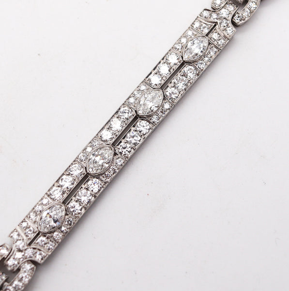 -Tiffany & Co Paris 1925 French Art Deco Platinum Bracelet With 14.06 Ctw In Diamonds