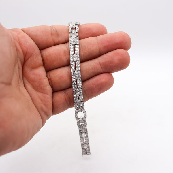 -Tiffany & Co Paris 1925 French Art Deco Platinum Bracelet With 14.06 Ctw In Diamonds