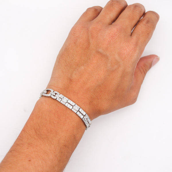 -Tiffany & Co Paris 1925 French Art Deco Platinum Bracelet With 14.06 Ctw In Diamonds