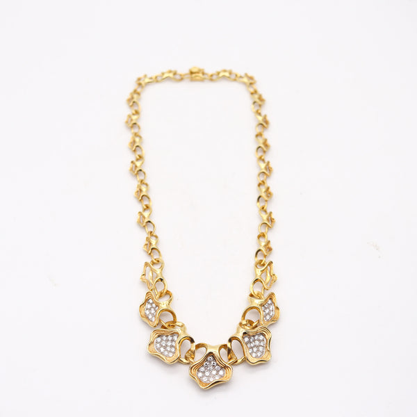GÜBELIN 1960 Swiss Sculptural Necklace In 18Kt Gold With 4.20 Ctw In Diamonds