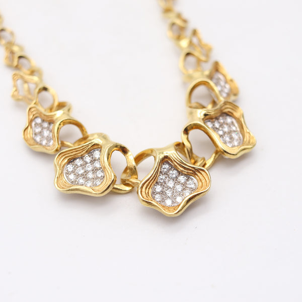 GÜBELIN 1960 Swiss Sculptural Necklace In 18Kt Gold With 4.20 Ctw In Diamonds