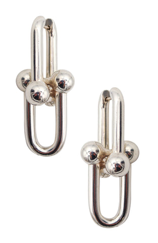 TIFFANY & CO. Modern Hardware Dangle Drop Earrings In .925 Sterling Silver