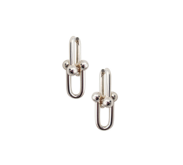 TIFFANY & CO. Modern Hardware Dangle Drop Earrings In .925 Sterling Silver