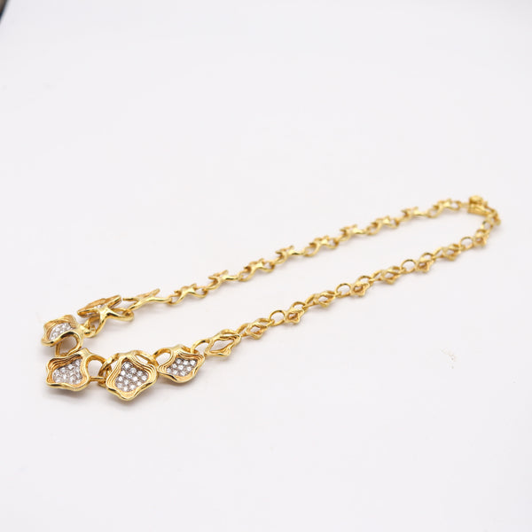 GÜBELIN 1960 Swiss Sculptural Necklace In 18Kt Gold With 4.20 Ctw In Diamonds