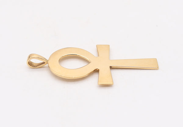 CARTIER 1970 Vintage Egyptian Ankh Cross Pendant In Solid 18Kt Yellow Gold