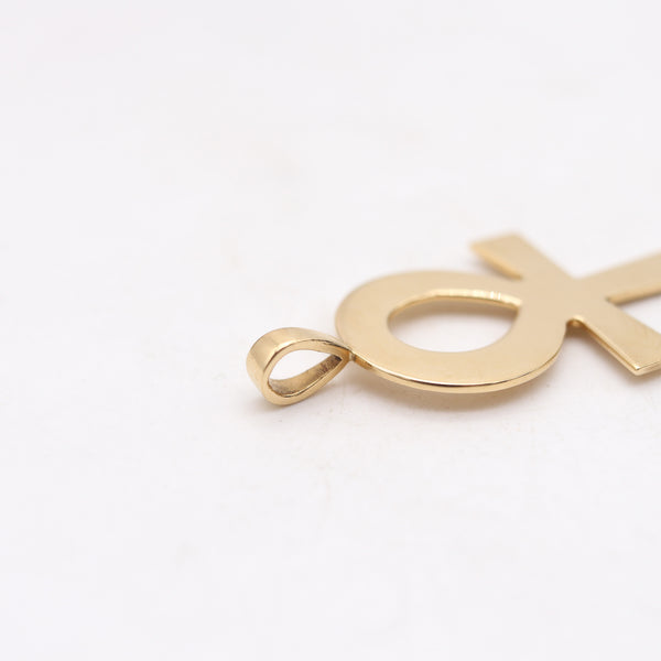 CARTIER 1970 Vintage Egyptian Ankh Cross Pendant In Solid 18Kt Yellow Gold