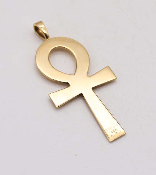 CARTIER 1970 Vintage Egyptian Ankh Cross Pendant In Solid 18Kt Yellow Gold
