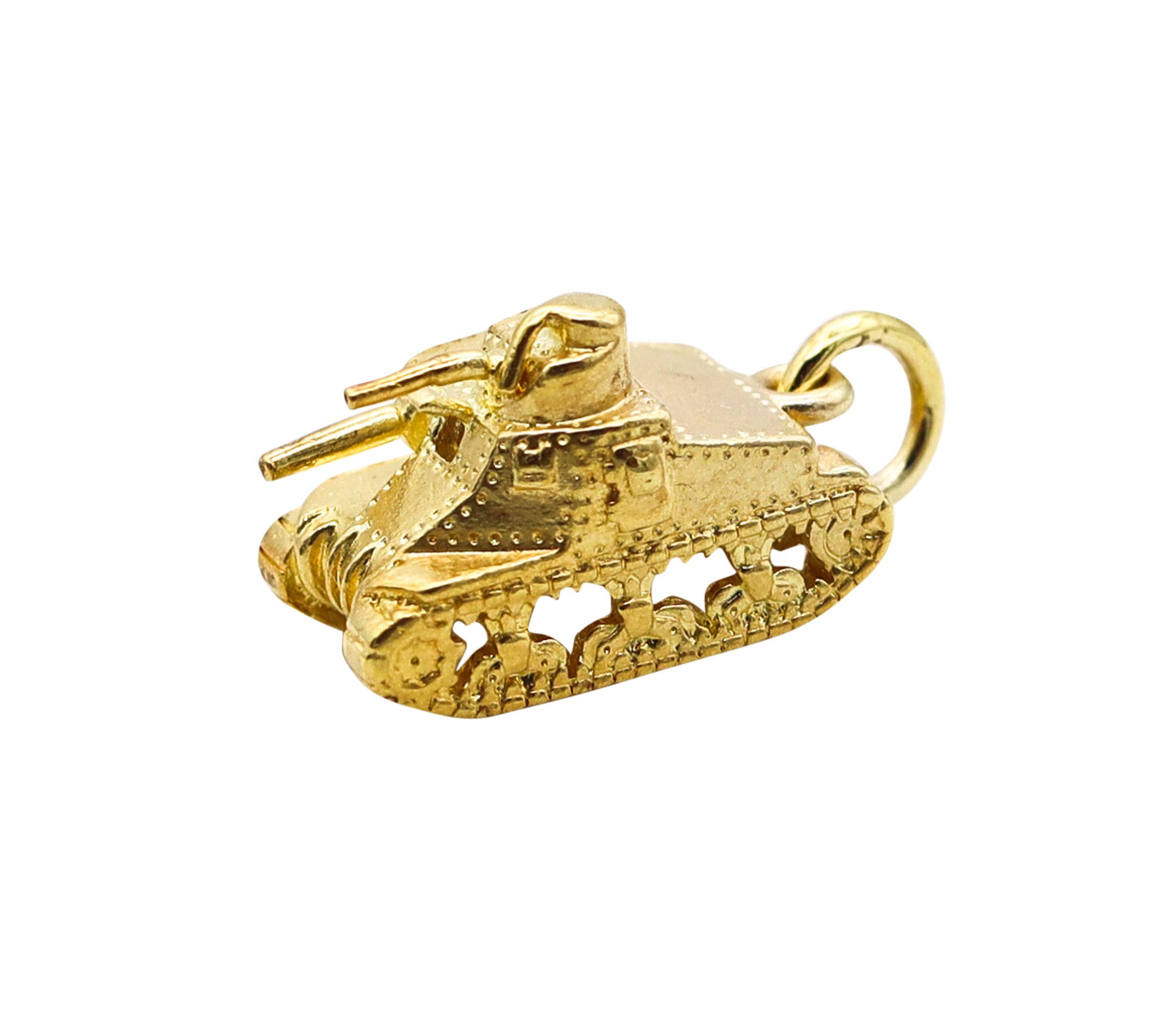 -American 1935 Dreco Retro Charm in the Shape of a TANK In 14Kt Yellow Gold