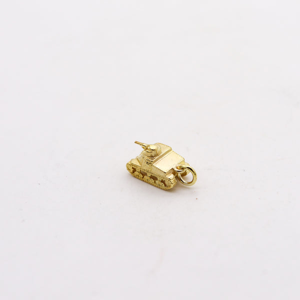 -American 1935 Dreco Retro Charm in the Shape of a TANK In 14Kt Yellow Gold