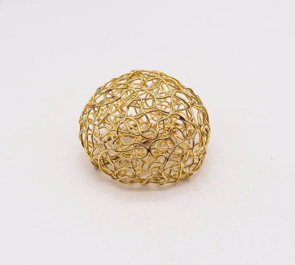 CARL BUCHERER 1970 Swiss Wired Nest Pendant-Brooch In 18Kt Yellow Gold