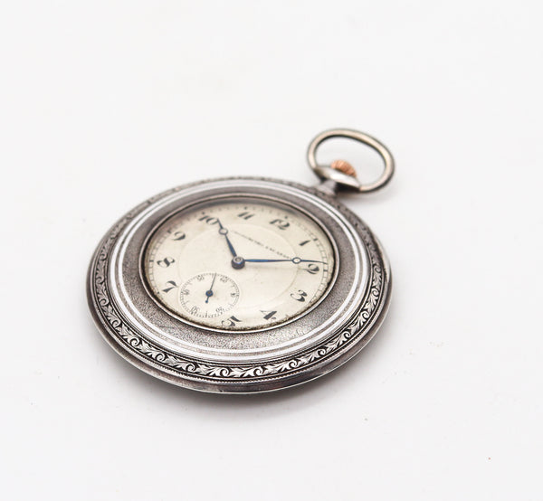 -George Stockwell 1911 London Edwardian Enameled Guilloche Pocket Watch In Sterling