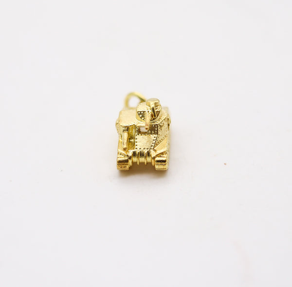 -American 1935 Dreco Retro Charm in the Shape of a TANK In 14Kt Yellow Gold