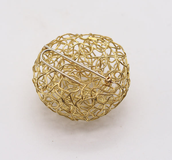 CARL BUCHERER 1970 Swiss Wired Nest Pendant-Brooch In 18Kt Yellow Gold