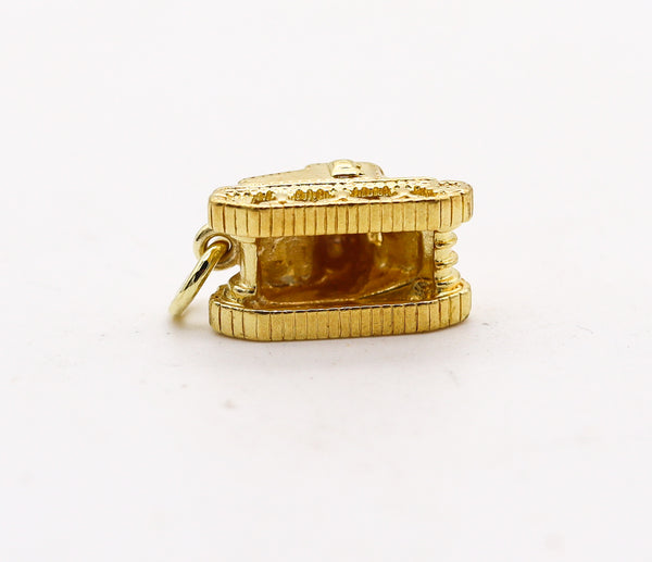 -American 1935 Dreco Retro Charm in the Shape of a TANK In 14Kt Yellow Gold