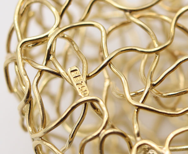 CARL BUCHERER 1970 Swiss Wired Nest Pendant-Brooch In 18Kt Yellow Gold