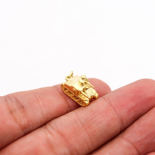 -American 1935 Dreco Retro Charm in the Shape of a TANK In 14Kt Yellow Gold