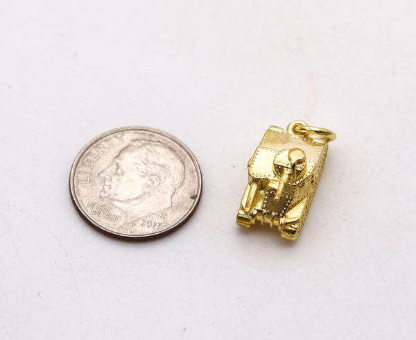 -American 1935 Dreco Retro Charm in the Shape of a TANK In 14Kt Yellow Gold