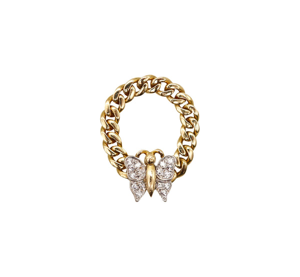 -Pomellato Milan Flexible Butterfly Ring In 18Kt Yellow Gold With VS Diamonds