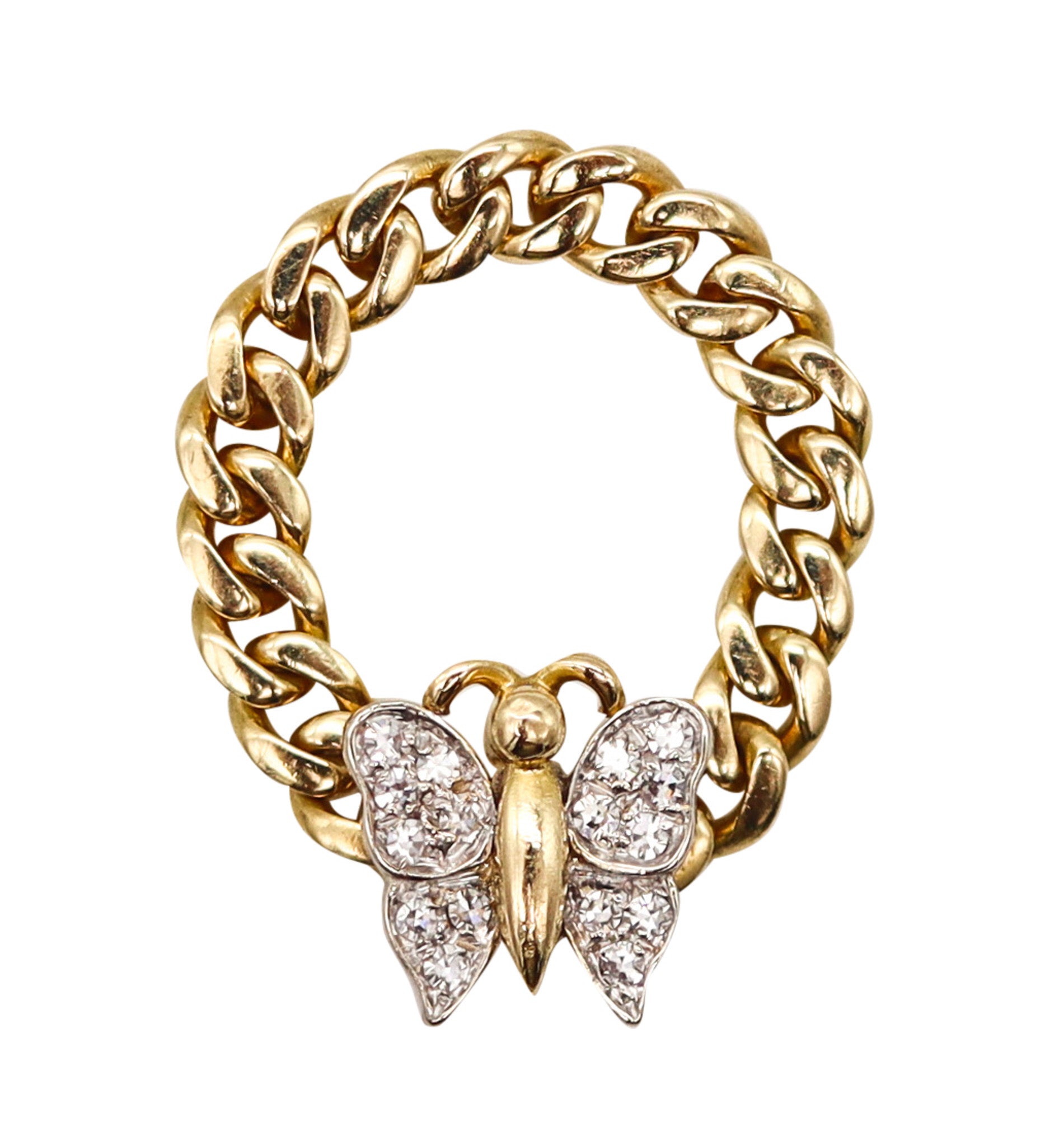 -Pomellato Milan Flexible Butterfly Ring In 18Kt Yellow Gold With VS Diamonds