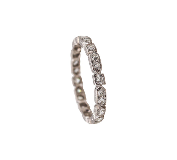 -Art Deco 1925 Eternity Band Ring In Platinum With 1.20 Ctw In White Diamonds