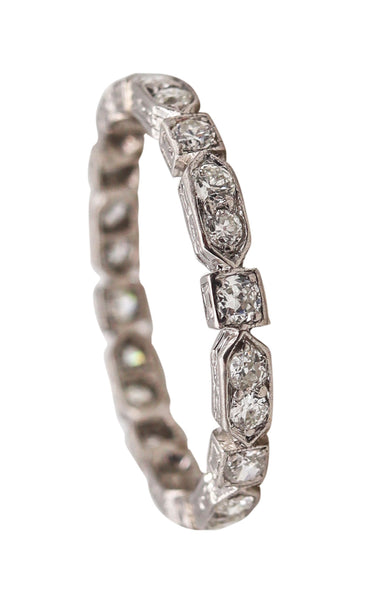 -Art Deco 1925 Eternity Band Ring In Platinum With 1.20 Ctw In White Diamonds