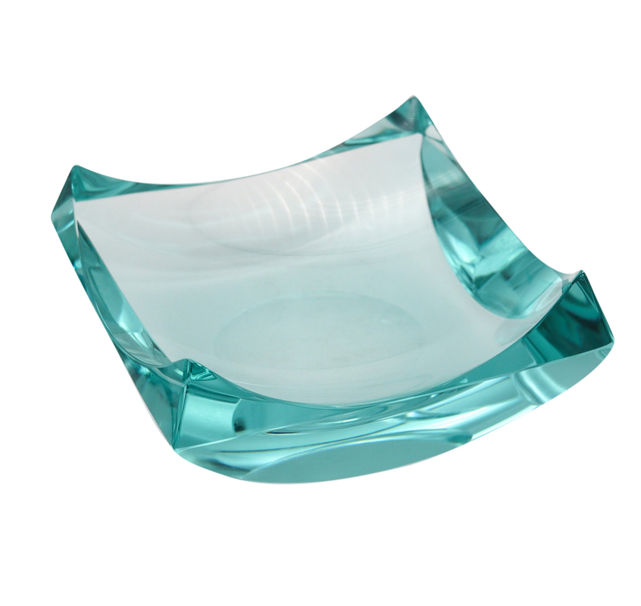 -Fontana Arte 1970 By Erwin Walter Burger Decorative Art Glass Squared Dish Bowl