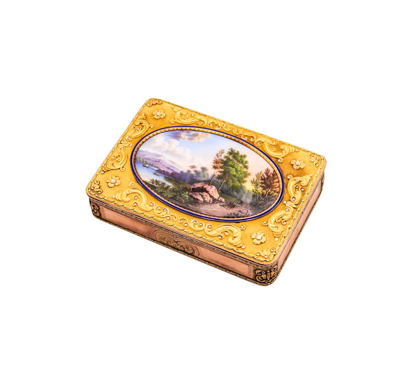 -George Rémond & Co 1810 Enameled Snuff-Box In 18Kt Gold With Painted Landscape