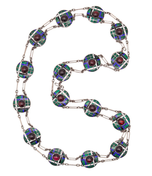 BURBERRY Modernist 1960 Cloisonné Enamel Belt Collar In Sterling Silver & Garnets